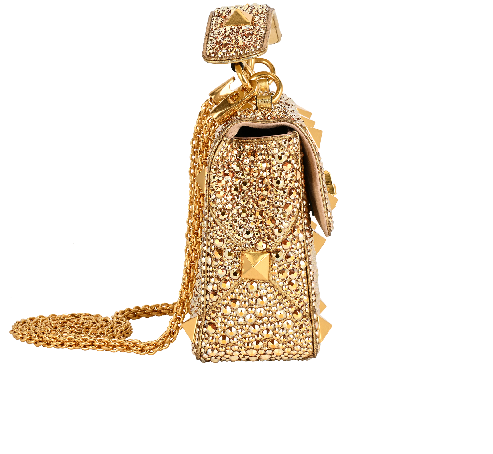 Medium Roman Stud, &pound;2,200, Handbags, Gold, Crystal, Side view